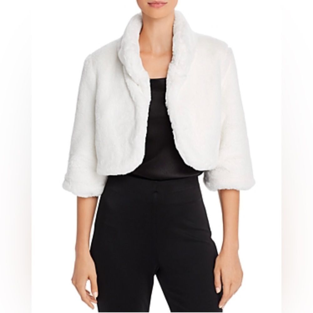 Laundry by Shelli Segal Coat Allover Faux-Fur Lined Ivory Medium